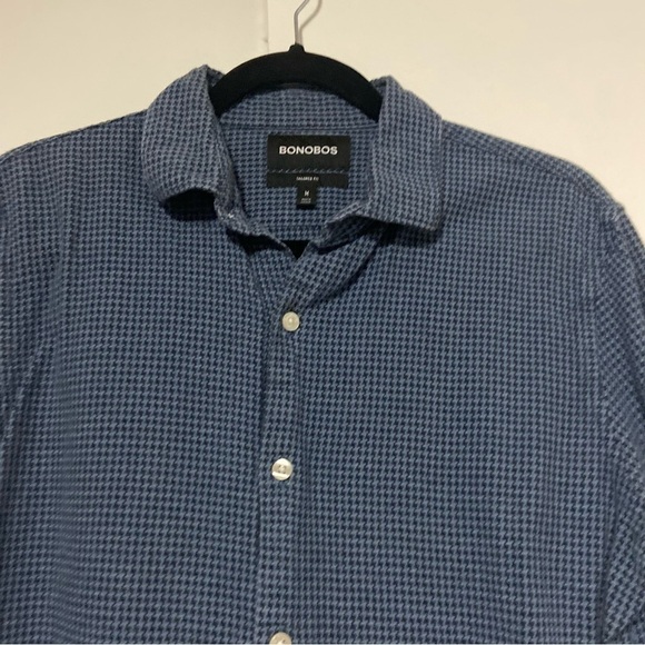 Bonobos Slim Fit Blue Houndstooth Textured Long Sleeve Shirt Size M - Picture 3 of 8